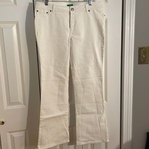 Lilly Pulitzer Palm Beach Fit White Jeans with embroidered back pockets, Size 12